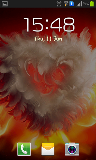 Full version of Android apk livewallpaper Feather heart for tablet and phone.