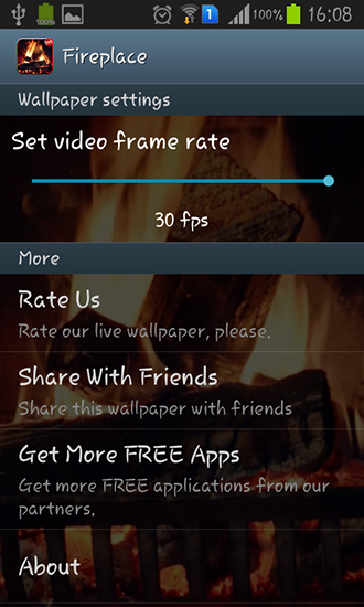 Full version of Android apk livewallpaper Fireplace video HD for tablet and phone.