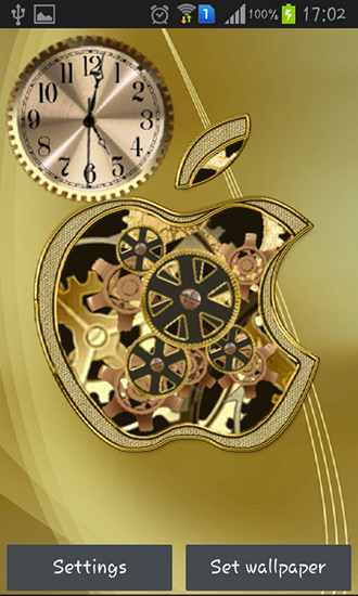 Full version of Android apk livewallpaper Golden apple clock for tablet and phone.
