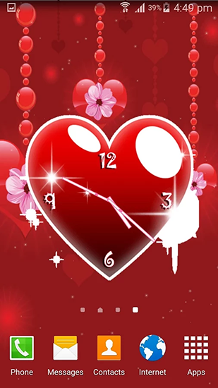 Full version of Android apk livewallpaper Hearts сlock for tablet and phone.