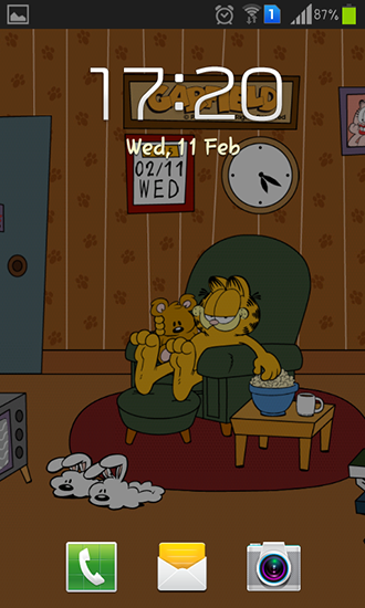 Full version of Android apk livewallpaper Home sweet: Garfield for tablet and phone.