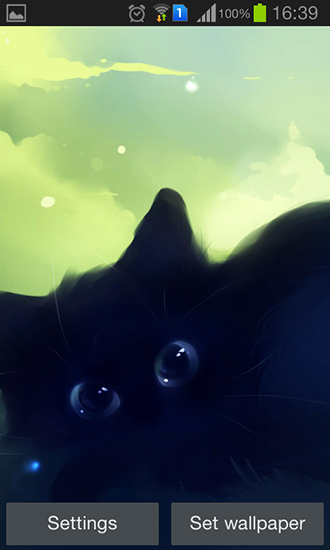 Full version of Android apk livewallpaper Lonely black kitty for tablet and phone.
