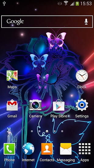 Full version of Android apk livewallpaper Neon butterflies for tablet and phone.