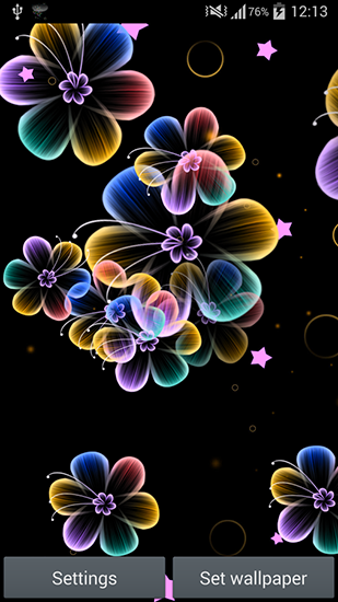 Full version of Android apk livewallpaper Neon flowers for tablet and phone.