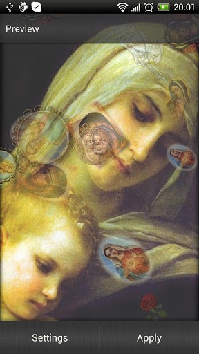 Full version of Android apk livewallpaper Our lady for tablet and phone.