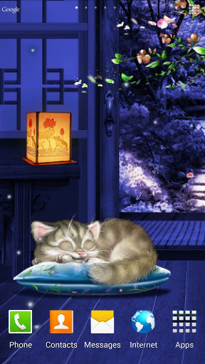 Full version of Android apk livewallpaper Sleeping kitten for tablet and phone.