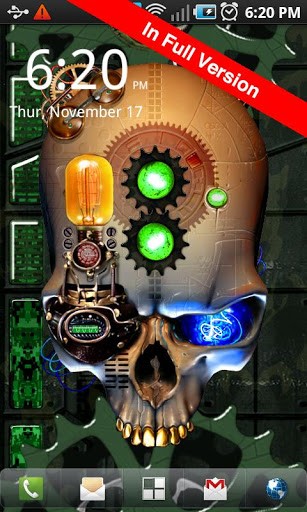 Full version of Android apk livewallpaper Steampunk skull for tablet and phone.