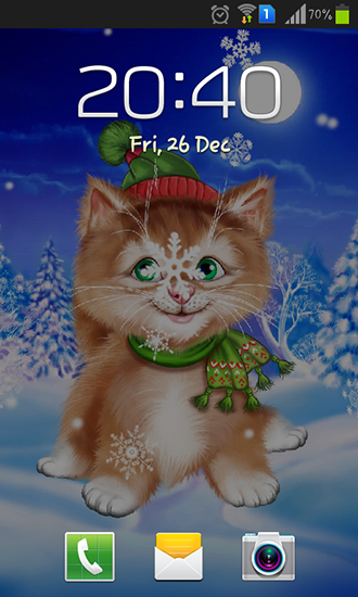 Full version of Android apk livewallpaper Winter cat for tablet and phone.