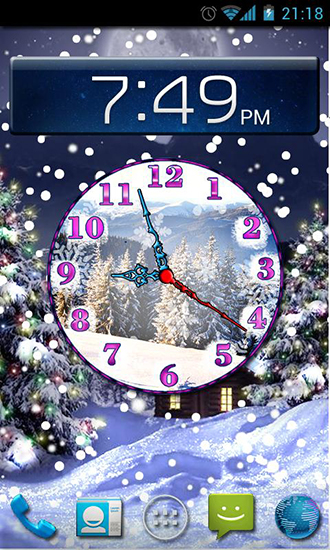 Full version of Android apk livewallpaper Winter snow clock for tablet and phone.