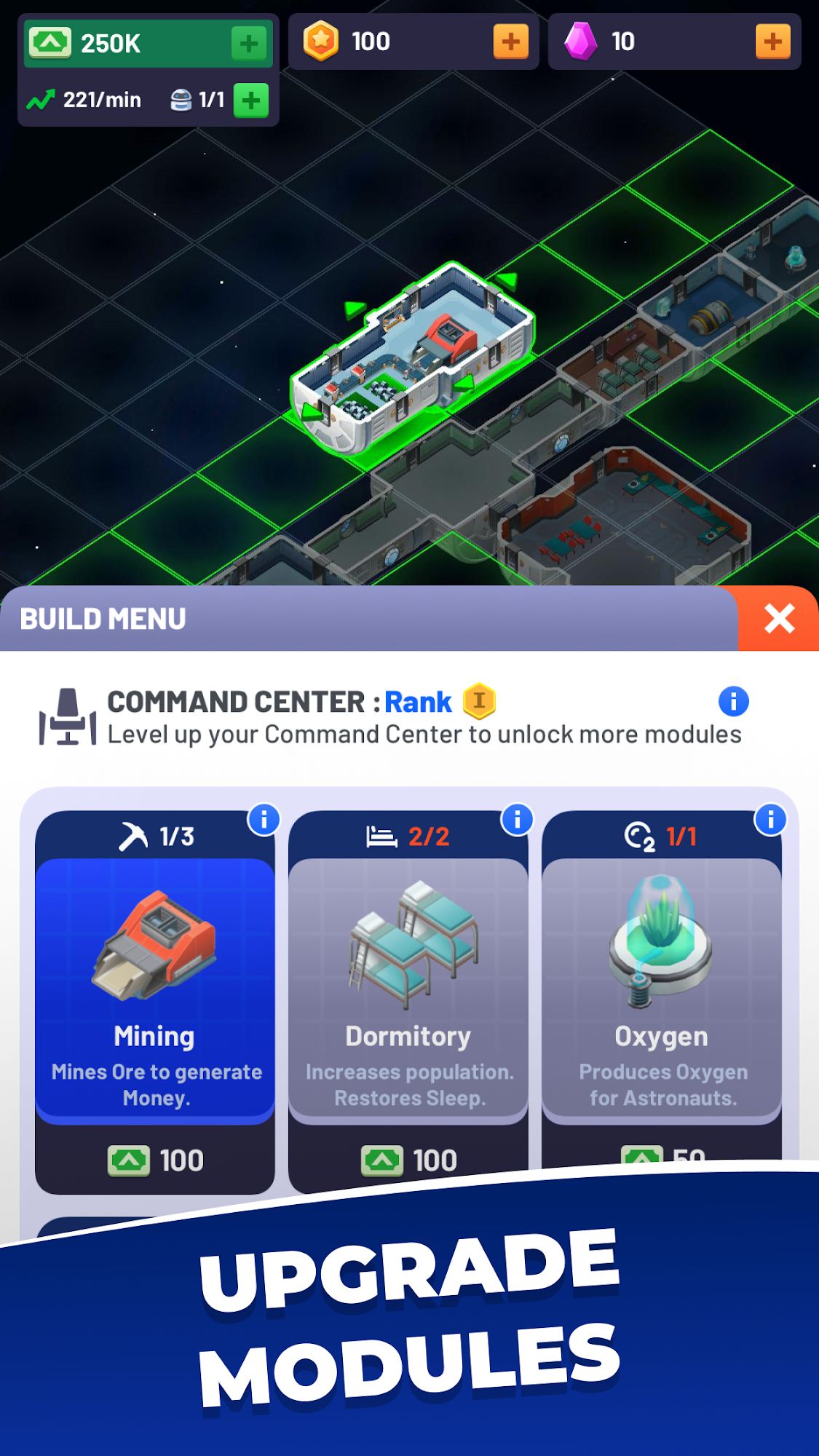 Full version of Android Management game apk Idle Space Station - Tycoon for tablet and phone.