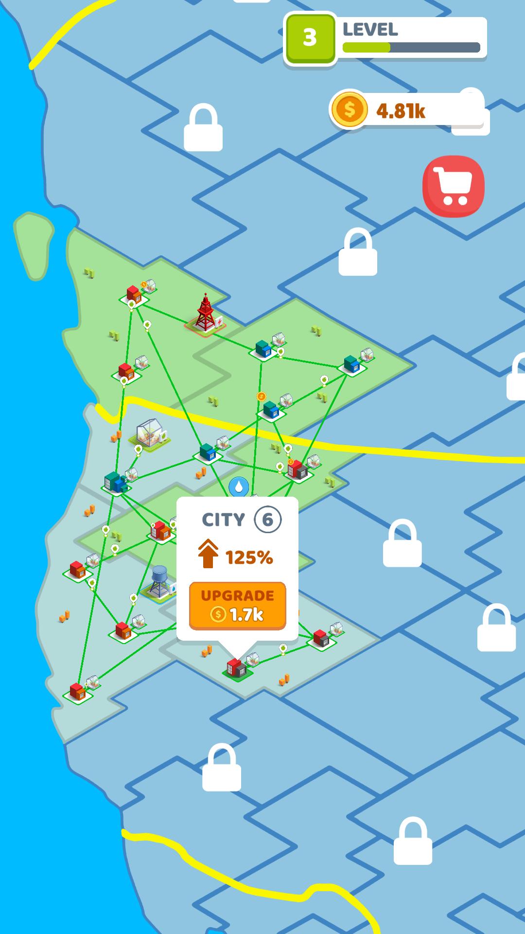 Gameplay of the Connect Map for Android phone or tablet.
