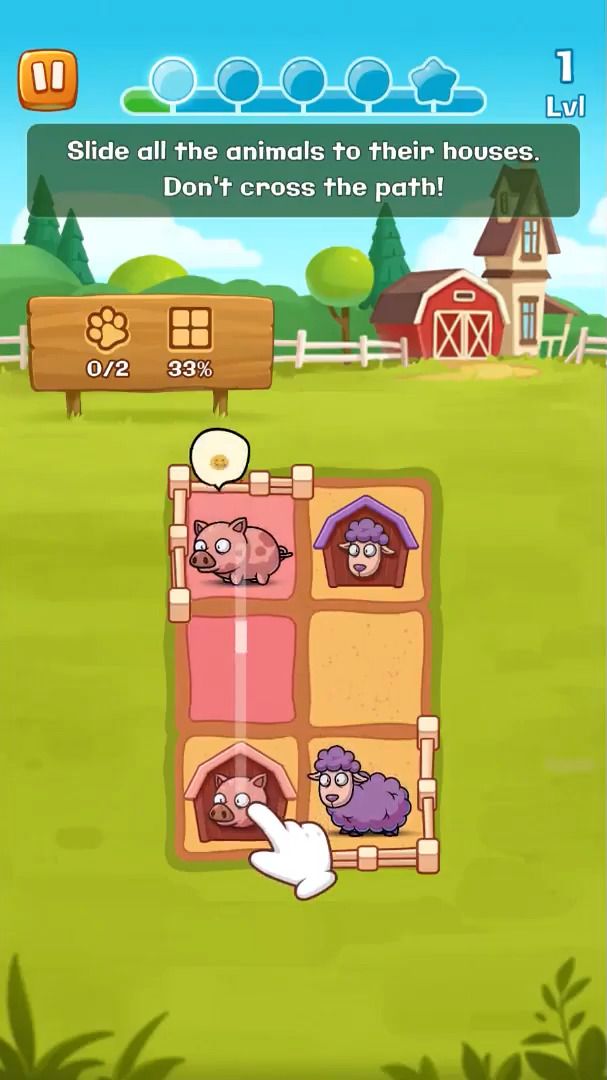 Gameplay of the Farm Flow: Connect the Dots for Android phone or tablet.