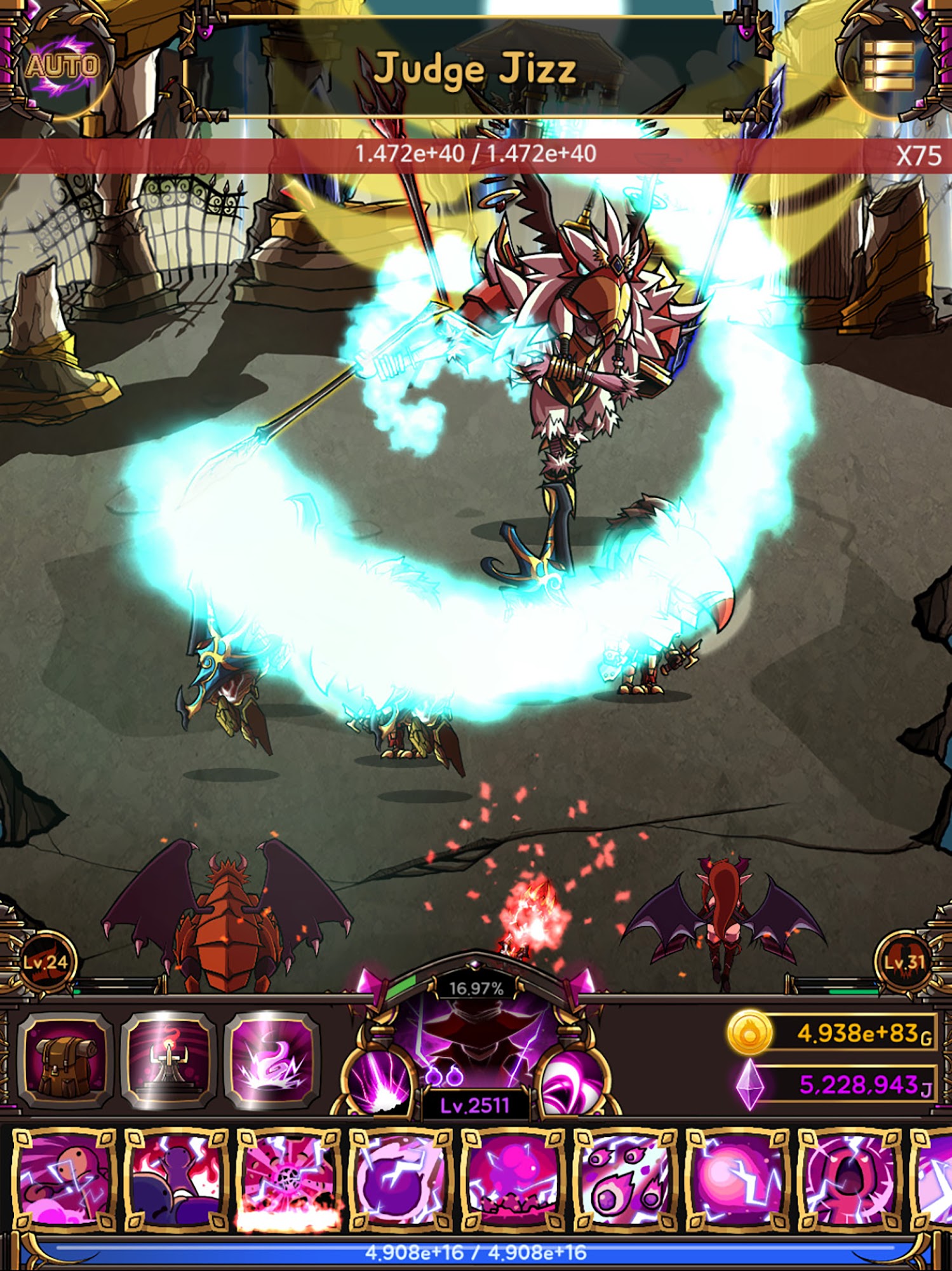 Gameplay of the FireWizardRPG for Android phone or tablet.