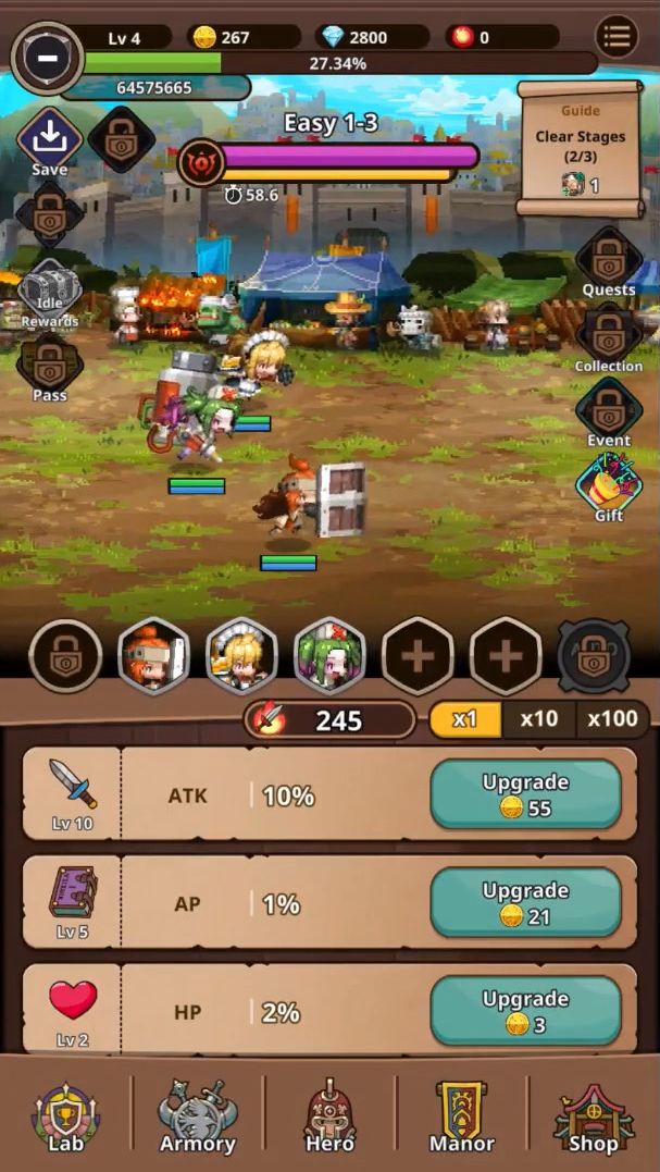 Gameplay of the Hero Kingdom : Idle RPG for Android phone or tablet.
