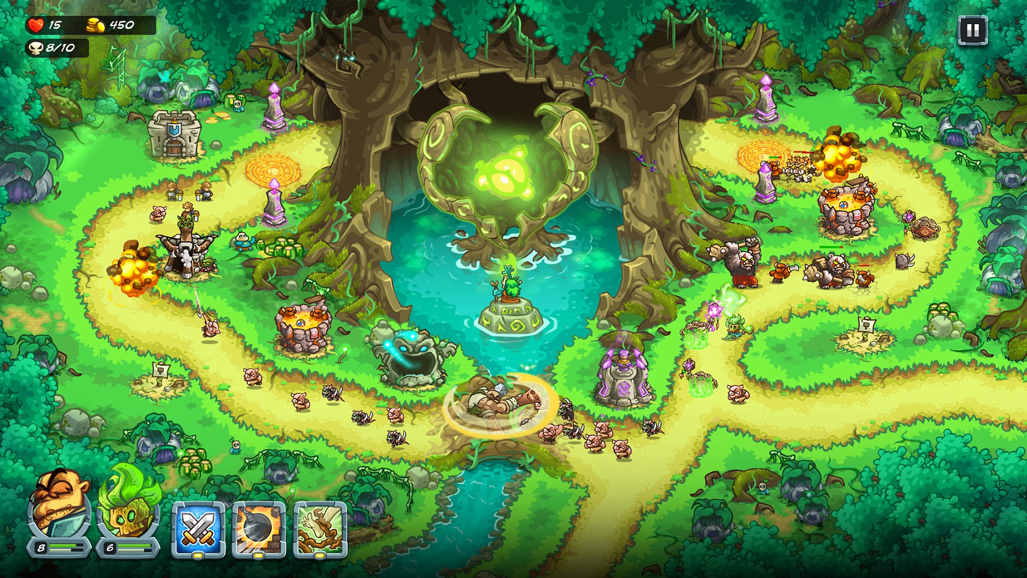 Gameplay of the Kingdom Rush 5: Alliance TD for Android phone or tablet.