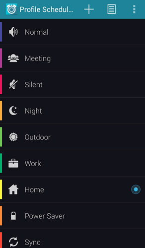 Profile scheduler screenshot.