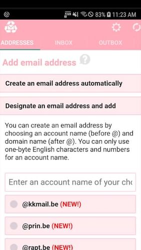 Instant email address - Multipurpose free email screenshot.