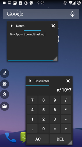Tiny apps screenshot.