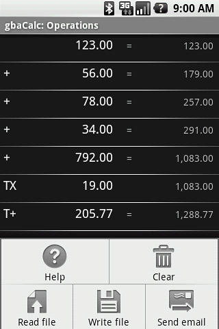 Gbacalc decimal calculator screenshot.