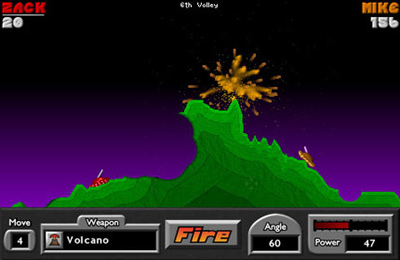 Gameplay screenshots of the Pocket Tanks Deluxe for iPad, iPhone or iPod.