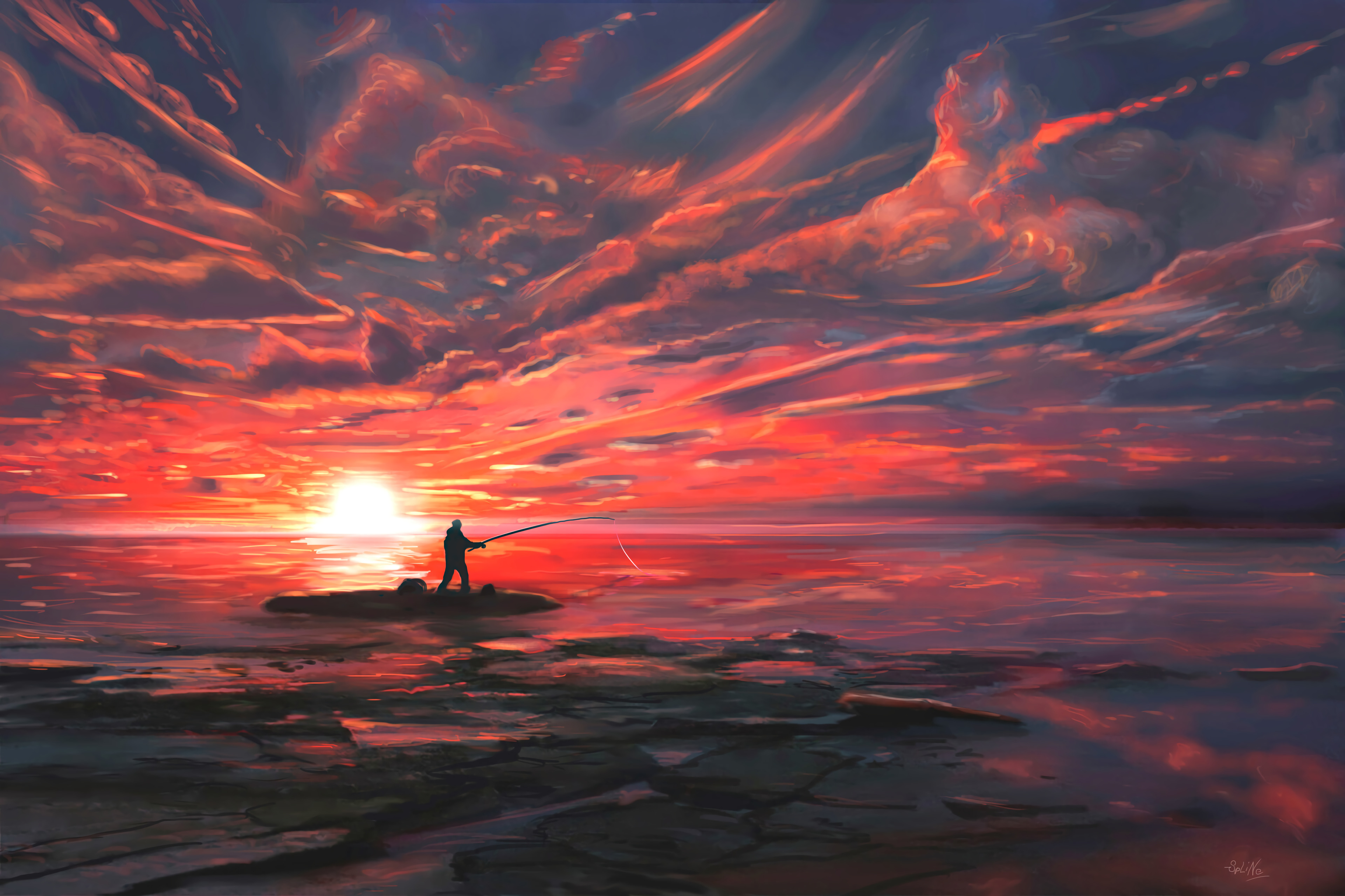 Sea, Sunset, Art