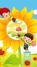New mobile wallpapers - free download. Flowers, Children, Sunflowers, Pictures picture and image for mobile phones.