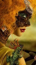New mobile wallpapers - free download. Girls, People, Masks, Lizards picture and image for mobile phones.