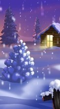 New 1080x1920 mobile wallpapers Landscape, Winter, New Year, Snow, Fir-trees, Christmas, Xmas, Drawings free download.