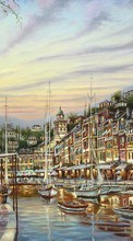 New 1024x600 mobile wallpapers Landscape, Cities, Drawings, Boats free download.