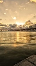 New mobile wallpapers - free download. Cities, Bridges, Landscape, Rivers, Sunset picture and image for mobile phones.