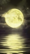 New mobile wallpapers - free download. Moon, Sea, Night, Landscape, Pictures picture and image for mobile phones.