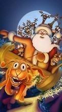 New mobile wallpapers - free download. Deers, Holidays, Christmas, Xmas, Santa Claus, Funny picture and image for mobile phones.