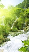 New mobile wallpapers - free download. Landscape, Rivers, Bush, Waterfalls picture and image for mobile phones.