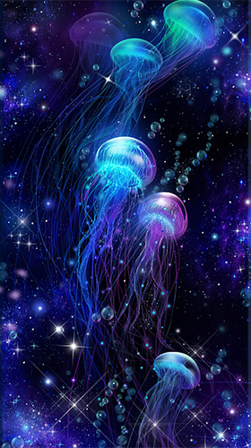 Download livewallpaper Luminous jellyfish HD for Android.