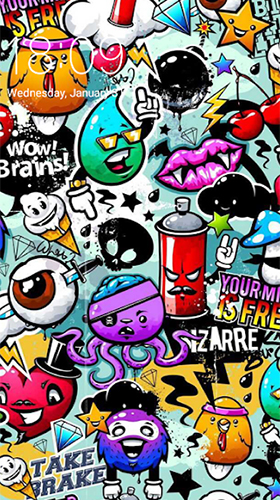 Screenshots of the live wallpaper Doodle art for Android phone or tablet.