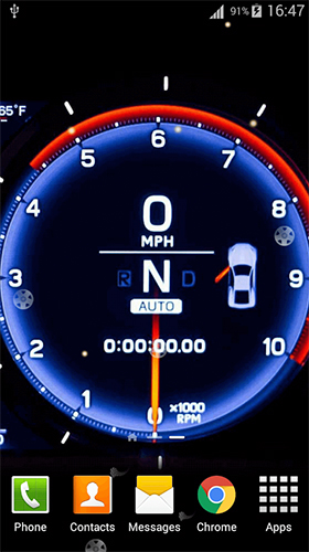 Screenshots of the live wallpaper Speedometer for Android phone or tablet.