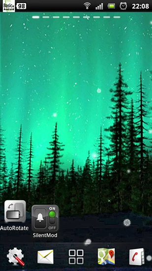 Screenshots of the live wallpaper Aurora for Android phone or tablet.