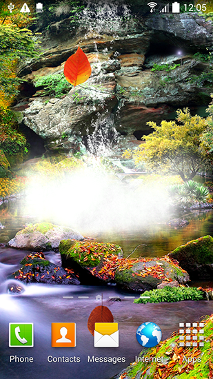 Screenshots of the live wallpaper Autumn waterfall 3D for Android phone or tablet.