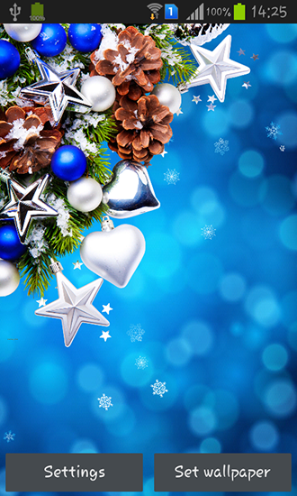 Screenshots of the live wallpaper Christmas decorations for Android phone or tablet.