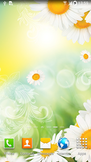 Screenshots of the live wallpaper Daisies by Live wallpapers for Android phone or tablet.