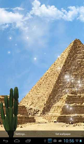 Screenshots of the live wallpaper Egyptian pyramids for Android phone or tablet.