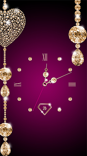 Full version of Android apk livewallpaper Gold and diamond clock for tablet and phone.