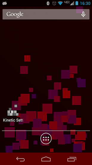 Screenshots of the live wallpaper Kinetic for Android phone or tablet.