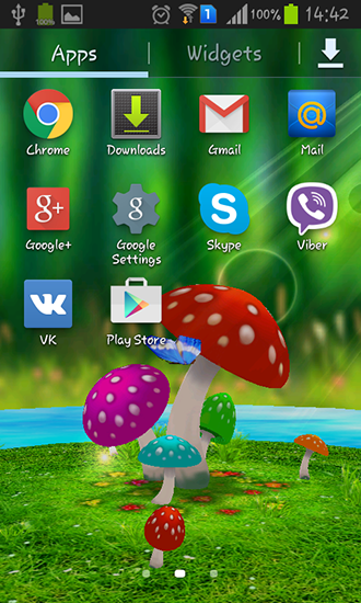 Screenshots of the live wallpaper Mushrooms 3D for Android phone or tablet.