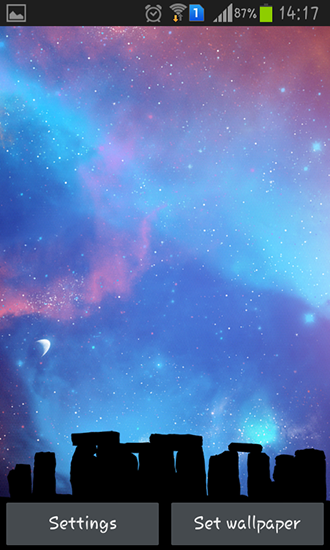 Screenshots of the live wallpaper Nightfall for Android phone or tablet.