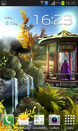 Screenshots of the live wallpaper Oriental garden 3D for Android phone or tablet.