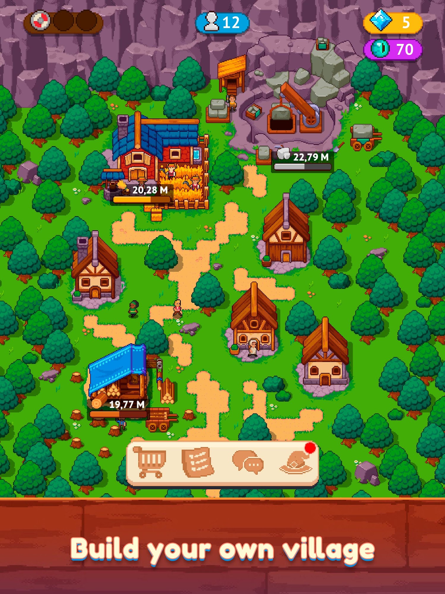 Full version of Android Pixel art game apk Idle Town Master for tablet and phone.