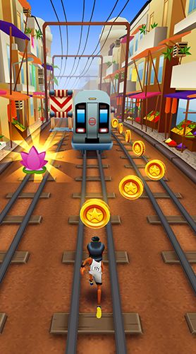 Gameplay of the Subway surfers: World tour Mumbai for Android phone or tablet.