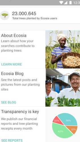 Ecosia - Trees & privacy screenshot.