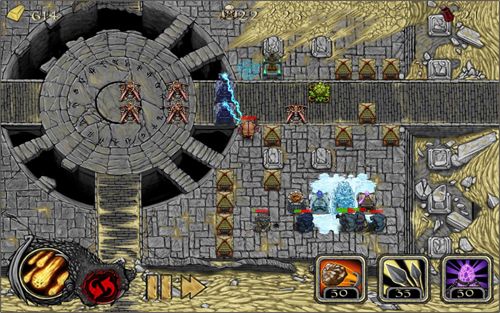 Gameplay screenshots of the Warlock defense for iPad, iPhone or iPod.